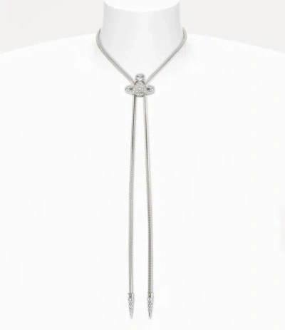 Vivienne Westwood Bolo Tie In Platinum-white-crystal