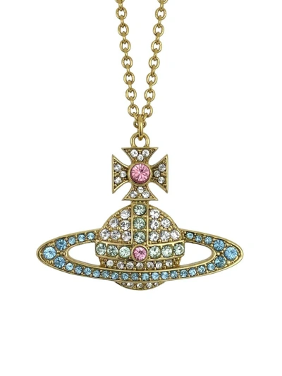 Pre-owned Vivienne Westwood Crystal Orb Necklace In Gold