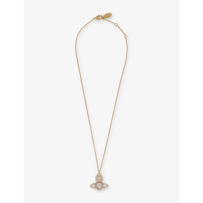 Vivienne Westwood Jewellery Norabelle Brass And Cubic Zirconia Necklace In Gold / White Cz