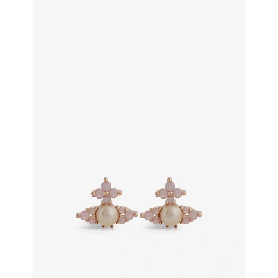 Vivienne Westwood Jewellery Feodora Brass And Faux-pearl Earrings In Pink Gold/milky Pink