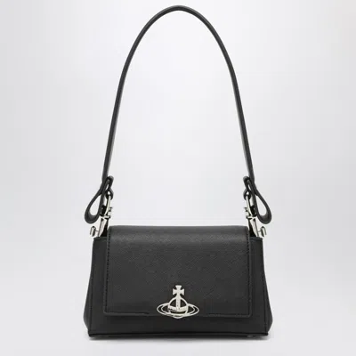 Vivienne Westwood Small Black Smooth Hazel Shoulder Bag