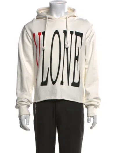 Pre-owned Vlone Graphic Print Crew Neck Hoodie In Black/white
