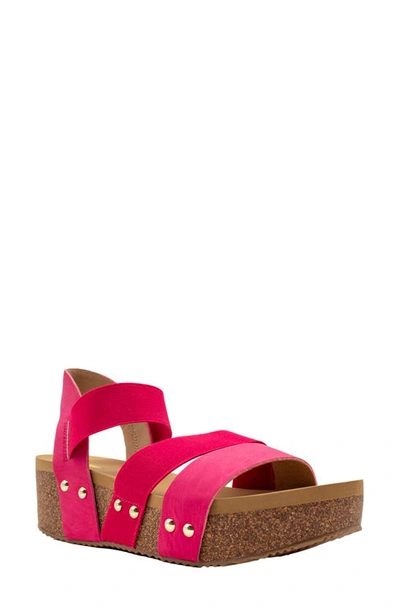 Volatile Picnic Water Resistant Platform Sandal In Fuchsia