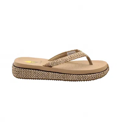 Volatile Women's Palau Slip On Thong Wedge Sandal In Natural In White