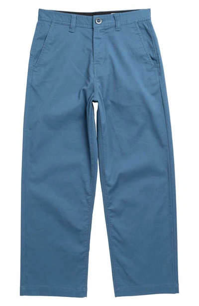 Volcom Kid Frickin Nailer Stretch Twill Trousers In Stone Blue