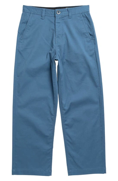 Volcom Kid Frickin Nailer Stretch Twill Pants In Stone Blue