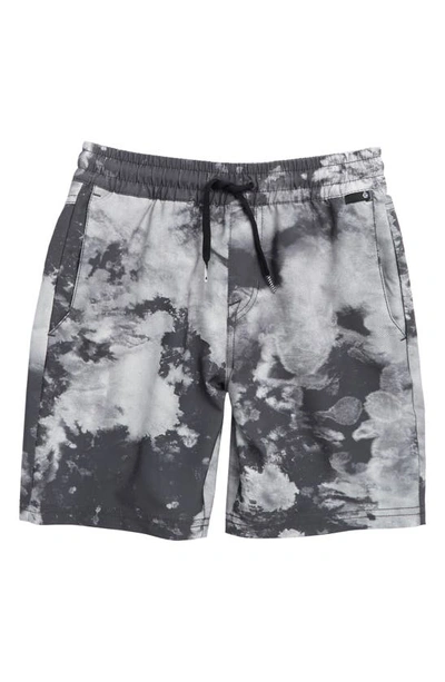 Volcom Kids' Asphalt Beach Hybrid Swim Trunks In Black White