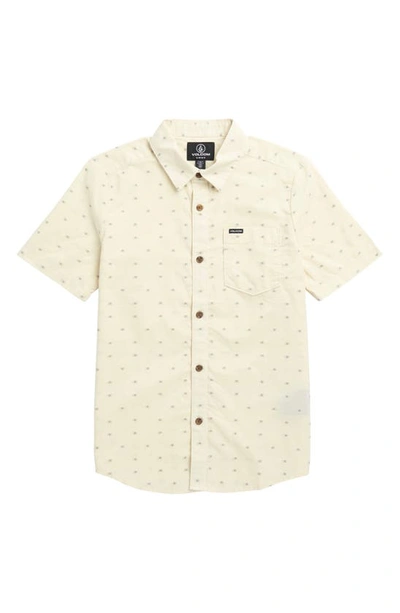 Volcom Kids' Crownstone Short Sleeve Button-up Shirt In Off White