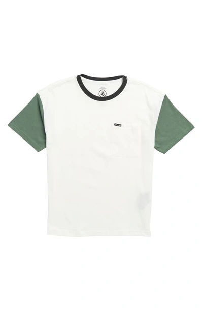 Volcom Kids' Overgrown Colorblock Cotton Cotton Pocket T-shirt In Fir Green