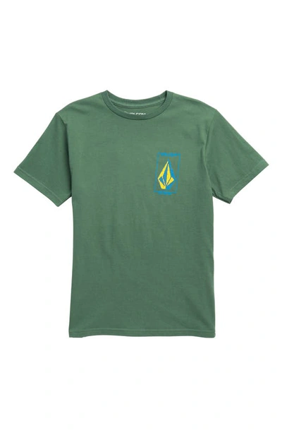 Volcom Kids' Stone Breakage Graphic T-shirt In Fir Green