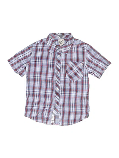 Pre-owned Volcom Kids' Short Sleeve Button Down Shirt In Blue