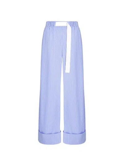 V:pm Atelier Claudia Crystal-embellished Striped Trousers In Blue