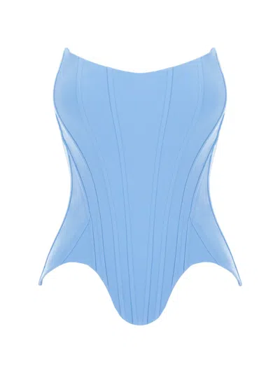 V:pm Atelier Demi Panelled Corset Top In Blue