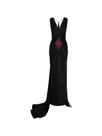 V:pm Atelier Kennedy Embellished Gathered Gown In Black