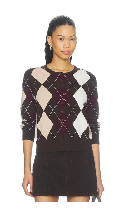 W. Cashmere Honey Argyle Cardigan In Brown