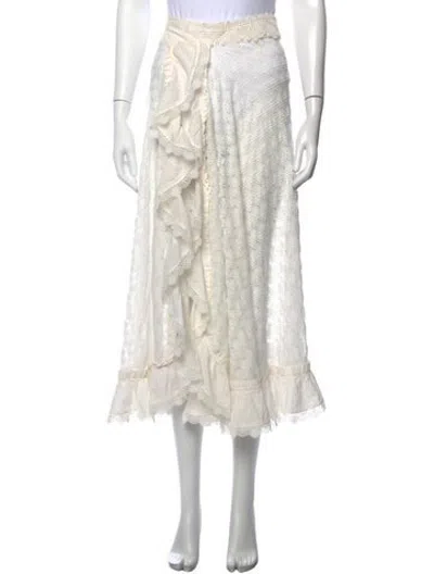 Pre-owned Waimari Lace Pattern Midi Length Skirt In Neutrals