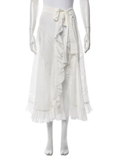 Pre-owned Waimari Patterned Long Skirt In White