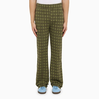 Wales Bonner Olive Green\/brown Cotton Power Sports Trousers In Multicolor