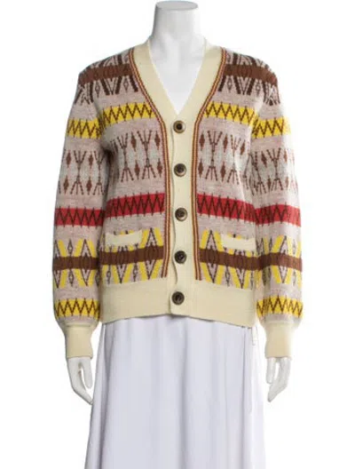 Pre-owned Wales Bonner Virgin Wool Patterned Sweater In Neutrals