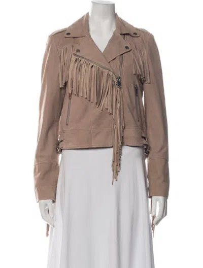 Pre-owned Walter Baker Lamb Leather Biker Jacket In Neutrals