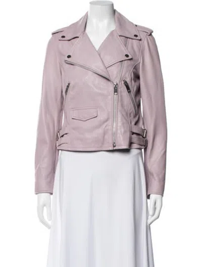 Pre-owned Walter Baker Lamb Leather Biker Jacket In Purple