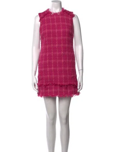 Pre-owned Walter Baker Plaid Print Mini Dress W/ Tags In Pink