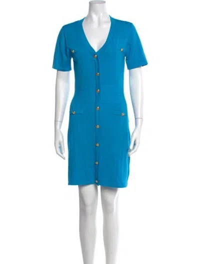 Pre-owned Walter Baker V-neck Mini Dress In Blue