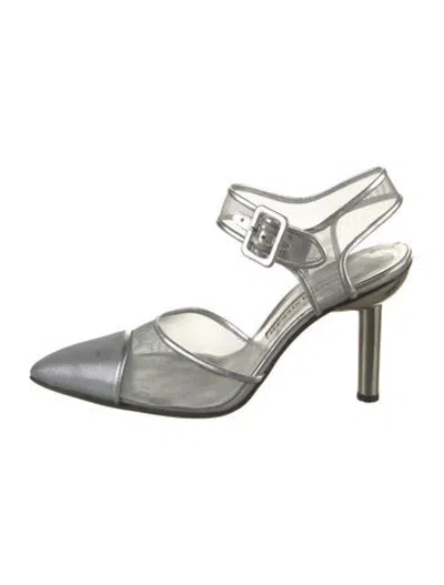 Pre-owned Walter Steiger Mesh Pumps In Green/metallic