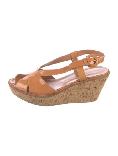 Pre-owned Walter Steiger Patent Leather Sandals In Orange