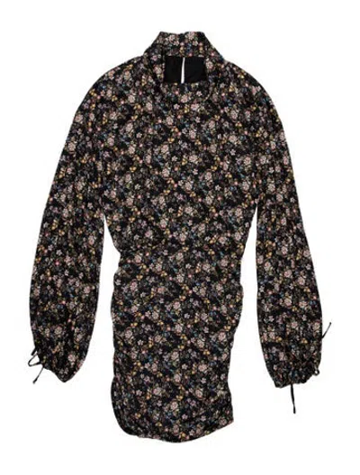 Pre-owned Wandering Floral Print Mini Dress In Blue