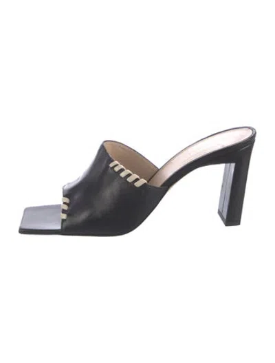 Pre-owned Wandler Leather Whipstitch Trim Slides In Black