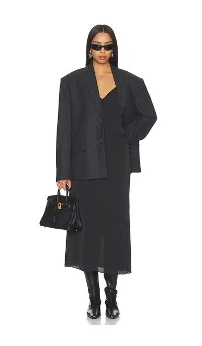 Wao Midi Slip Dress In Black