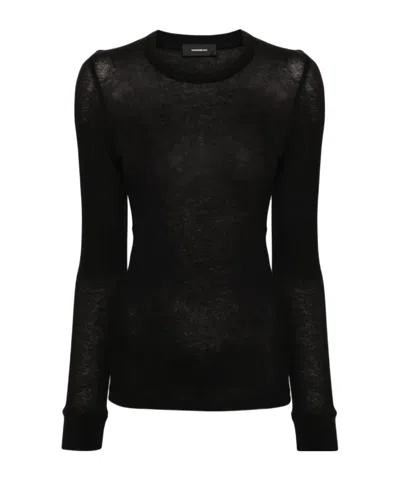 Wardrobe.nyc Slim Fit Long Sleeve T-shirt In Black