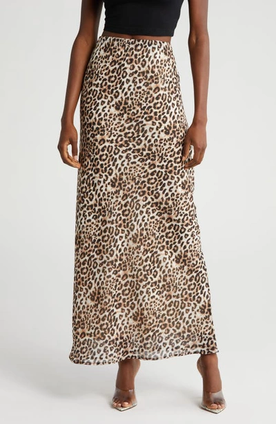 Wayf Mae Leopard Print Maxi Skirt