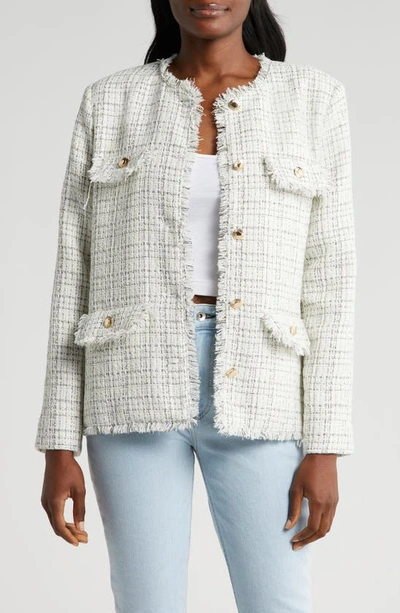 Wayf Sophie Tweed Jacket In Ivory White