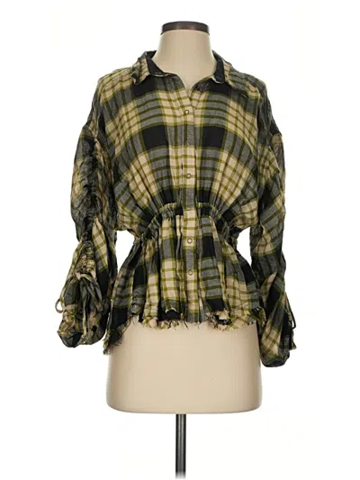 Pre-owned We The Free 3/4 Sleeve Blouse In Green