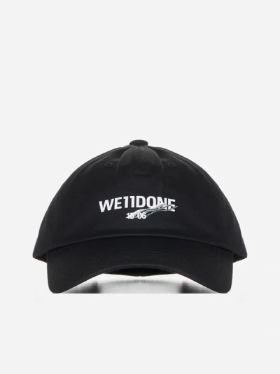 We11 Done Logo-print Cotton Baseball Cap In Black