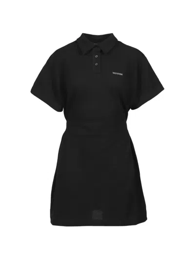 We11 Done Polo-collar Mini Dress In Black