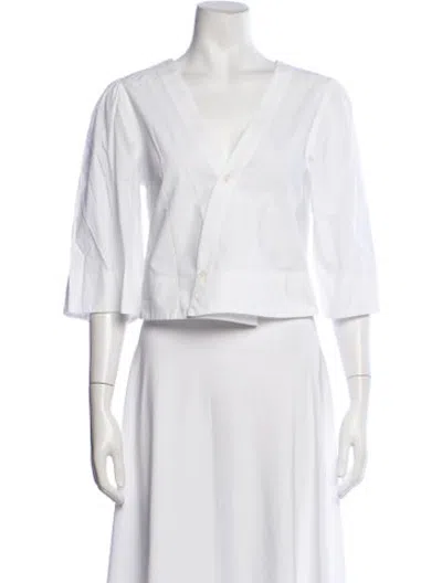 Pre-owned Wear Cissa V-neck Three-quarter Sleeve Top In White