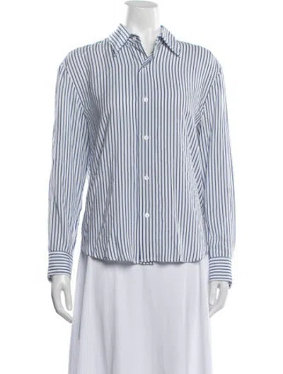 Pre-owned We-ar4 Striped Long Sleeve Button-up Top In Blue/white