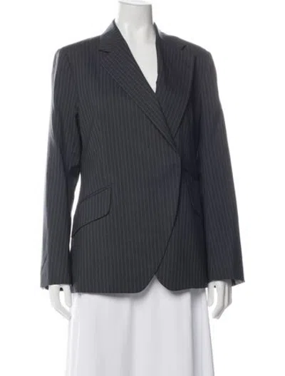 Pre-owned We-ar4 Wool Striped Blazer In Blue