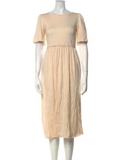 Pre-owned Weekend Max Mara Bateau Neckline Midi Length Dress In Neutrals