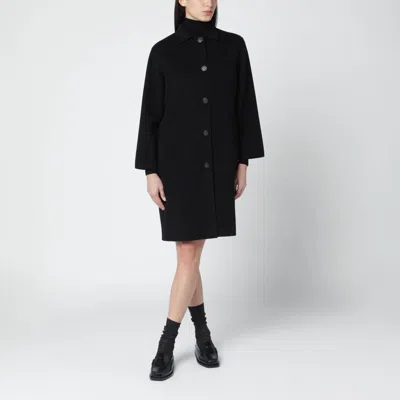 Weekend Max Mara Black Wool Single-breasted Coat In Blue
