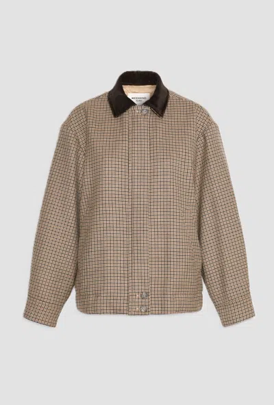 Weekend Max Mara Bomber In Wool Pied De Poule Woman Brown In Multi