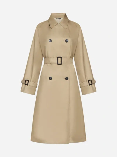 Weekend Max Mara Canasta Cotton-blend Trench Coat In Honey