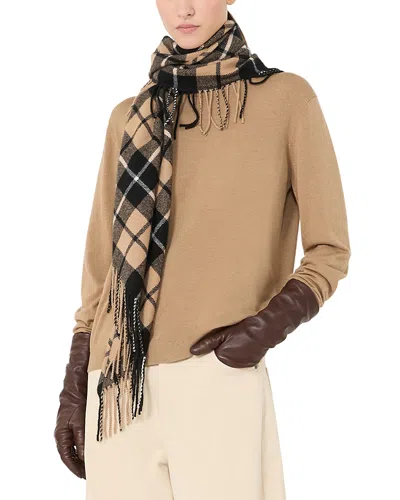 Weekend Max Mara Cashmere Tartan Fringe Scarf In Multi