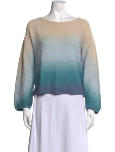 Pre-owned Weekend Max Mara Colorblock Pattern Bateau Neckline Sweater In Blue