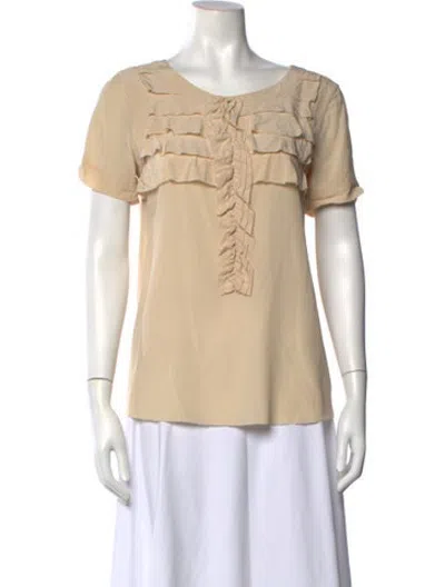 Pre-owned Weekend Max Mara Crew Neck Short Sleeve Blouse In Neutrals
