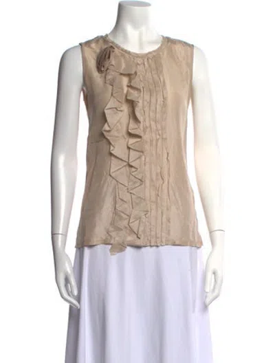Pre-owned Weekend Max Mara Crew Neck Sleeveless Blouse In Neutrals