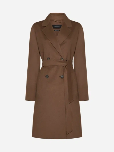 Weekend Max Mara Flirt Wool Double-breasted Coat In Terra